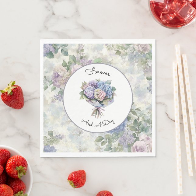 Romantic Purple Lavender Floral Wedding Napkin (Insitu)
