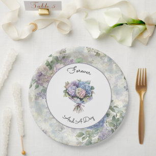 Romantic Purple Lavender Floral Wedding Paper Plate