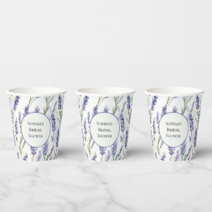 Romantic Purple Lavender Flowers Bridal Shower Paper Cups