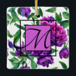 Romantic purple magenta pink watercolor peonies  ceramic ornament<br><div class="desc">Romantic purple magenta pink watercolor peonies. Beautiful purple peony watercolor ornament for your flower enthusiast! To access editing tools, scroll down to "Click to personalise". Once you are in Zazzle's design tool, you can edit fonts, placement, colour, sizing, and more! Part of a co-ordinated suite. See full collection here: https://www.zazzle.com/collections/beautiful_purple_magenta_pink_peonies-119135322640500641...</div>