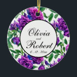 Romantic purple magenta pink watercolor peonies  ceramic tree decoration<br><div class="desc">Romantic purple magenta pink watercolor peonies. Perfect for spring, summer, or fall events. Beautiful purple peony watercolor artwork for country, boho, garden, and floral theme occasions. To get started changing names and event details, click on "Personalise this template" and edit the wording in the template boxes. To access the more...</div>
