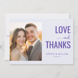 Romantic Purple Minimalist Photo Thank You Card