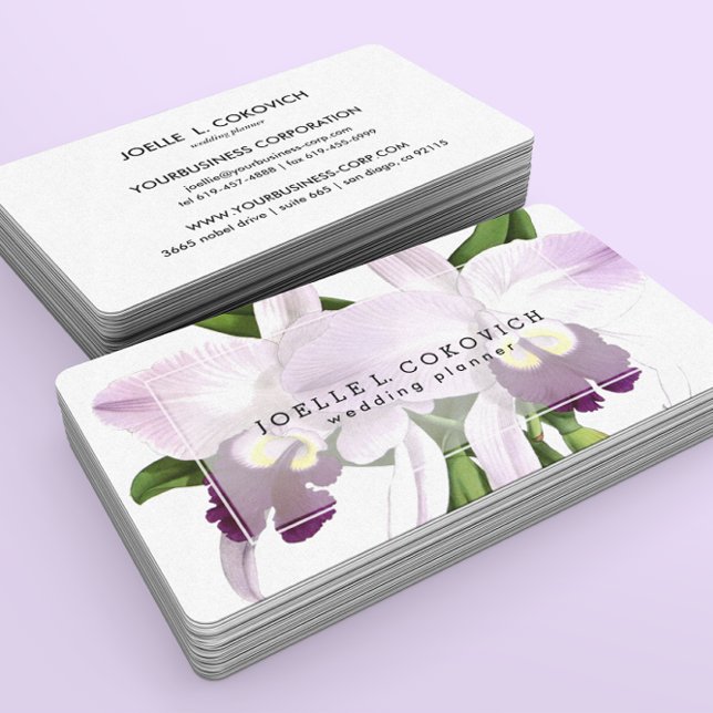 Romantic Purple Orchids Love Floral Business Card (Creator Uploaded)