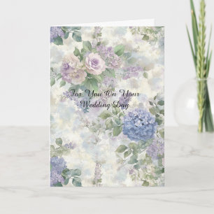 Romantic Purple Pink Flowers Bridal Shower Card
