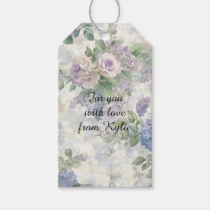 Romantic Purple Pink Flowers Bridal Shower Gift Tags