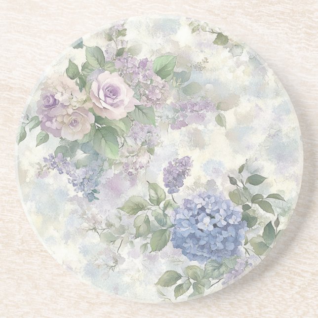 Romantic Purple Pink Flowers Coaster (Front)