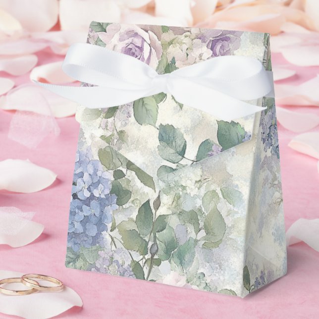 Romantic Purple Pink Flowers Wedding Favour Box (Wedding)