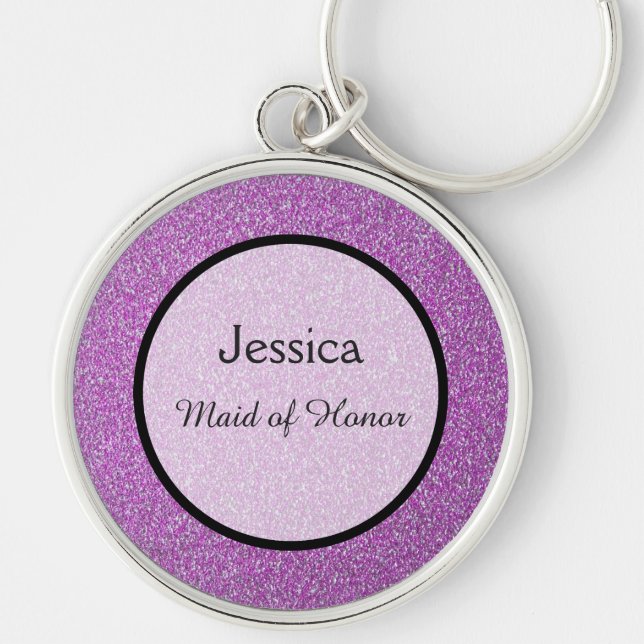 Romantic Purple Sparkles Wedding Favour Key Ring (Front)
