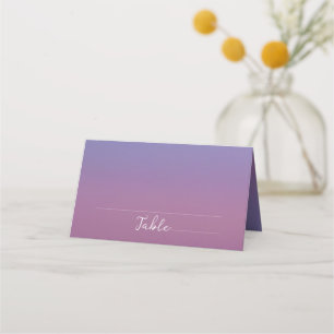 Romantic purple sunset snowy mountains wedding place card