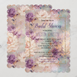 Romantic Purple Turquoise Blush Floral Invitation