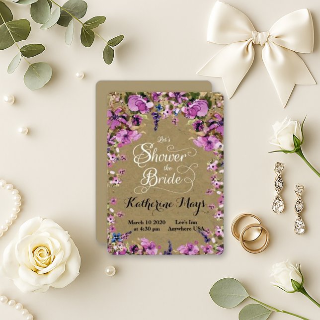 Romantic Purple Watercolor Floral Bridal Shower Invitation (Creator Uploaded)