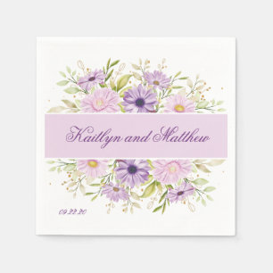 Romantic Purple Wedding Floral  Napkin