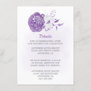 romantic purple & white floral enclosure card