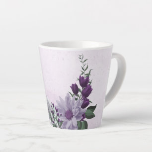 Romantic purple white flowers greenery latte mug