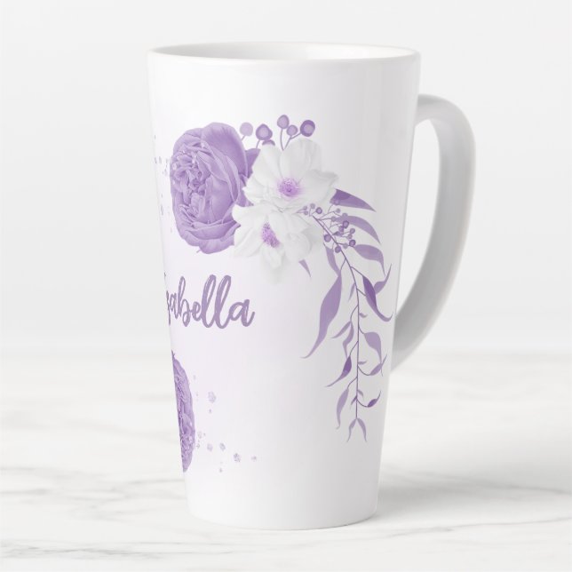 Romantic purple& white flowers  latte mug (Right Angle)