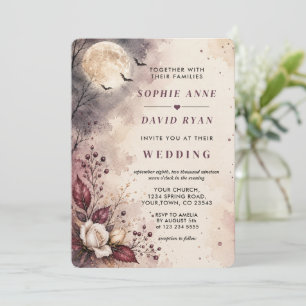 Romantic QR code Halloween Wedding Invitation