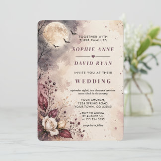 Romantic QR code Halloween Wedding Invitation