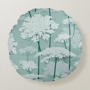 Romantic Queen Annes Lace Mint Round Cushion