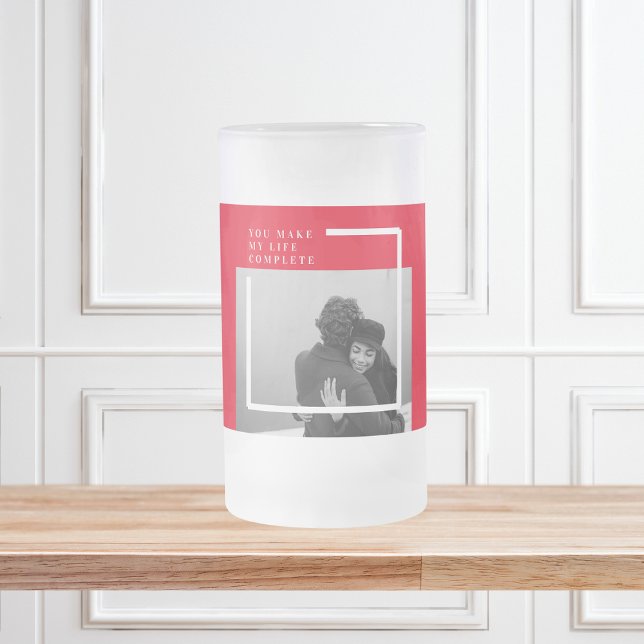 Romantic Quote and Photo | Valentines Gift Frosted Glass Beer Mug (Creator Uploaded)