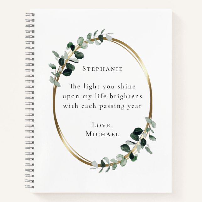 Romantic Quote Personalised Eucalyptus Notebook (Front)
