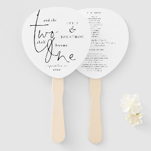 Romantic Quote Script Black White Wedding Program Hand Fan