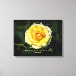 Romantic Quote Yellow English Rose Canvas Print
