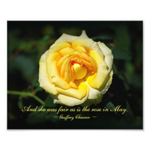 Romantic Quote Yellow English Rose Photo Print