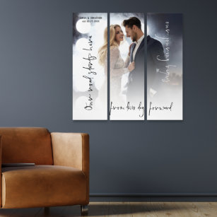 Romantic Quotes Newlyweds Names Date Wedding Photo Triptych