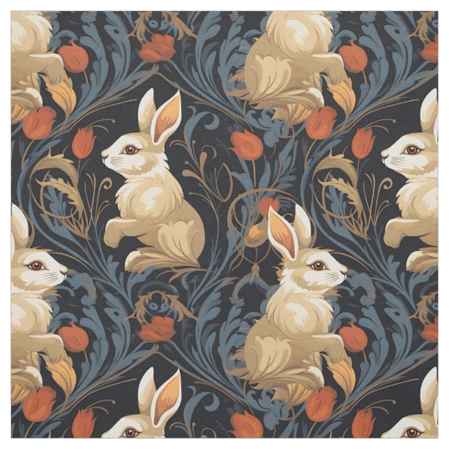 Romantic Rabbit Pattern Fabric (Swatch)