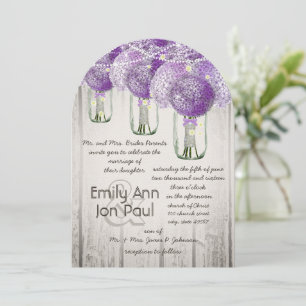 Romantic Radiant Orchid Mason Jar Firefly Wedding Invitation
