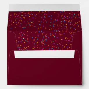 Romantic Rainbow Confetti Burgundy Return Address Envelope