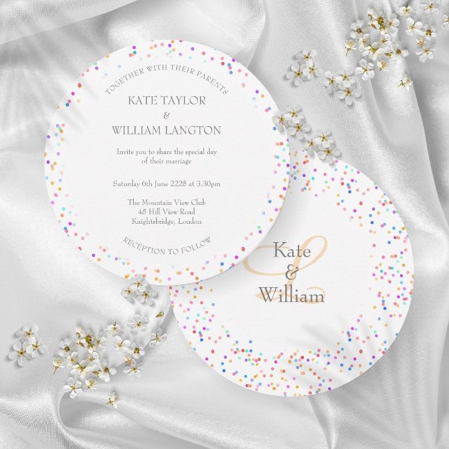 Romantic Rainbow Confetti Wedding Invitation (Romantic Rainbow Confetti Wedding Invitation)