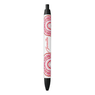 Romantic Rainbow Sweeping Hearts Valentines Day Black Ink Pen