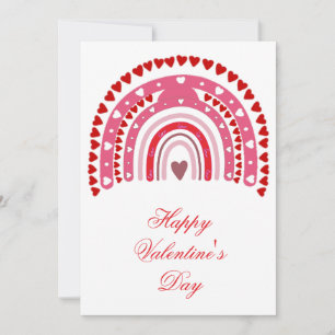 Romantic Rainbow Valentines Day Sweeping Hearts Holiday Card