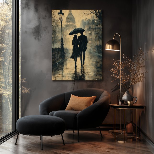 Romantic Rainy Walk - Charcoal Style Poster (Creator Uploaded)