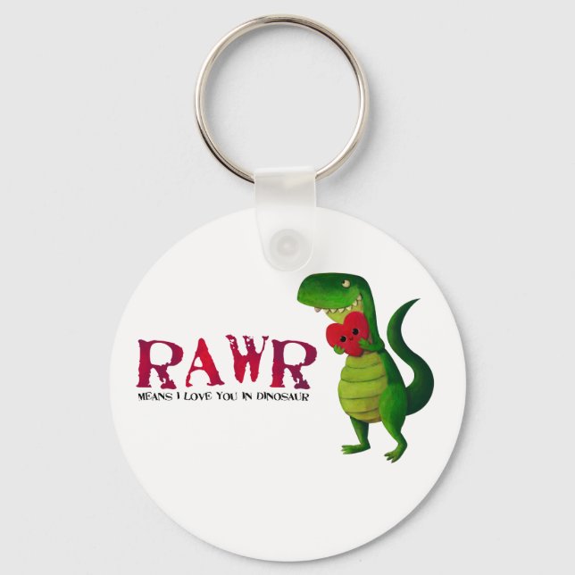 Romantic RAWR T-rex Dinosaur Key Ring (Front)