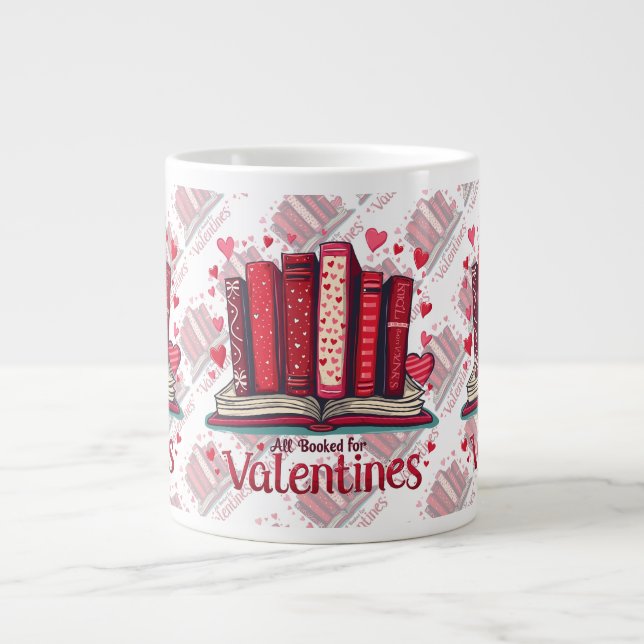 Romantic Reading Vibes Cozy Valentine Gift Large Coffee Mug (Front)
