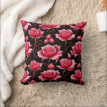 romantic red and black botanical and flowers  cushion<br><div class="desc">romantic red and black botanical and flowers Throw Pillow</div>