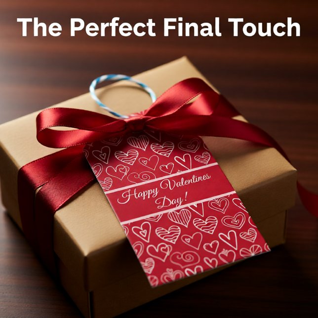 Romantic Red and White Heart Pattern Valentine Gift Tags (Romantic Red and White Heart Pattern Valentine Gift Tags)