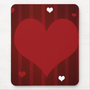 Romantic Red and White Love Me Heart Valentine Mouse Pad
