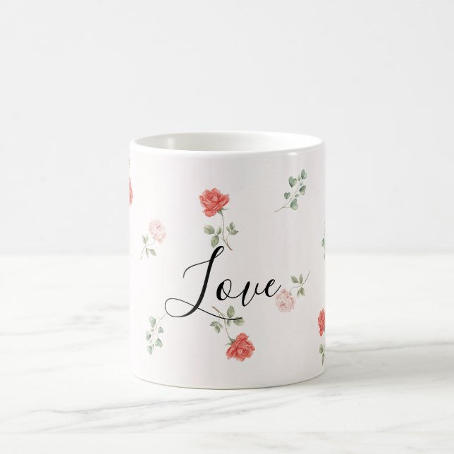 Romantic Red Blush Pink Roses Love Coffee Mug (Center)