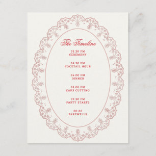 Romantic Red Blush Vintage Lace Frame Wedding  Enclosure Card