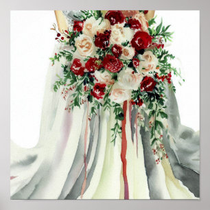 Romantic Red, Bridal Cascading Bouquet (1) Poster