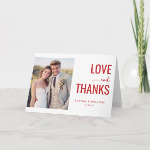Romantic Red Contemporary Photo Thank You Card