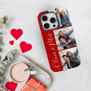 Romantic Red couple names 3 photos Valentines iPhone 15 Pro Case