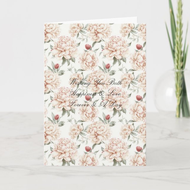 Romantic Red Cream Floral Wedding Card (Front)