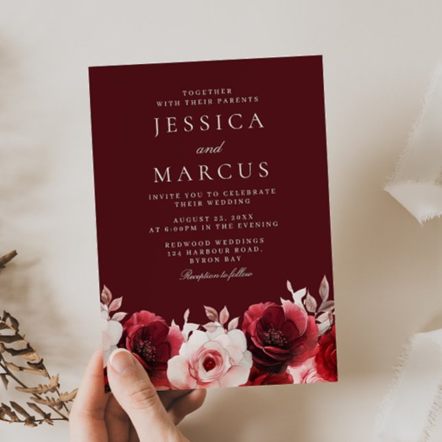 Romantic Red Elegance Roses Wedding  Invitation (Creator Uploaded)