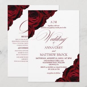 Romantic Red Elegant Roses Wedding Invitation