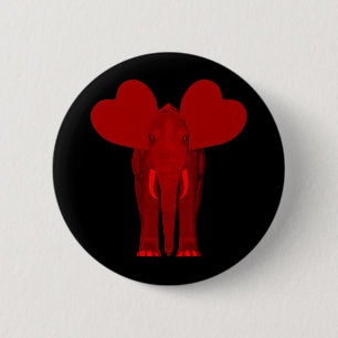 Romantic Red Elephant 6 Cm Round Badge