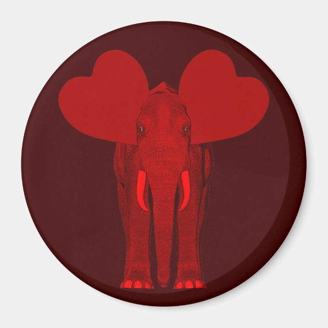 Romantic Red Elephant Magnet (Front)